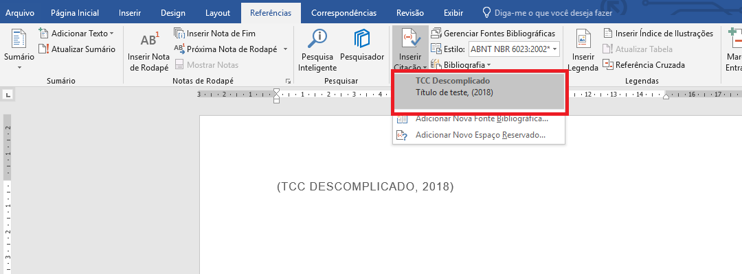 Plugin auxilia a inserir ctação igual Normas ABNT no Word