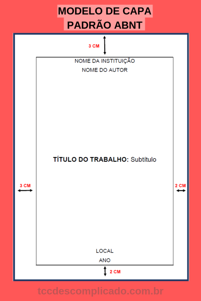 Modelo de capa ABNT recomendável para trabalho de conclusão de curso.