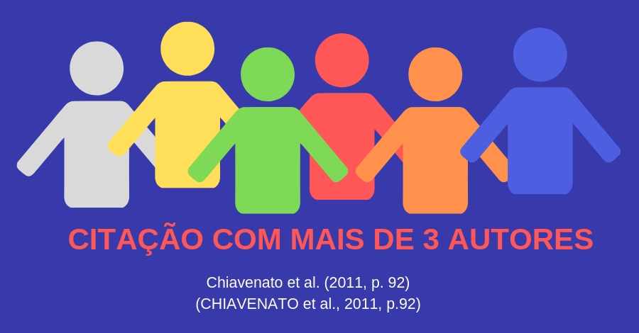 Quando uma obra possuir muitos autores (mais que 3) deve-se informar o autor principal seguido pelo termo "et al." que significa e outros.